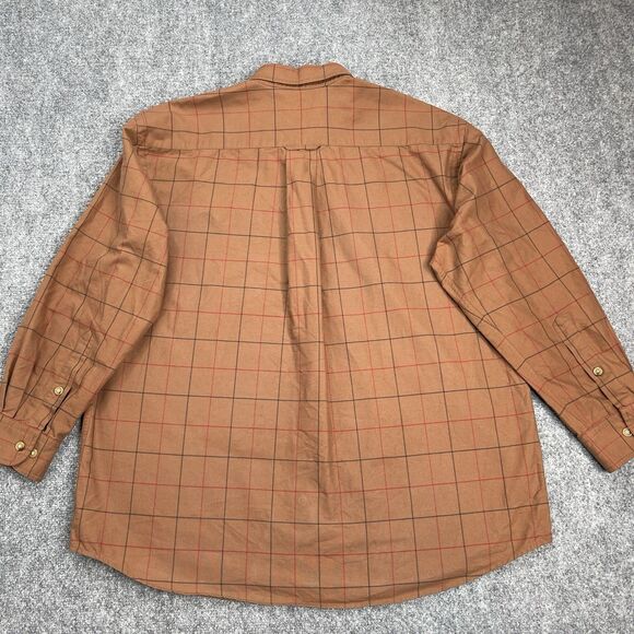 Orvis Mens Size XL Long Sleeve Button Front Brown Plaid 100% Cotton - Picture 2 of 9